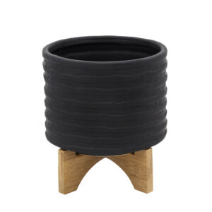Textured Planter with Stand, 8in