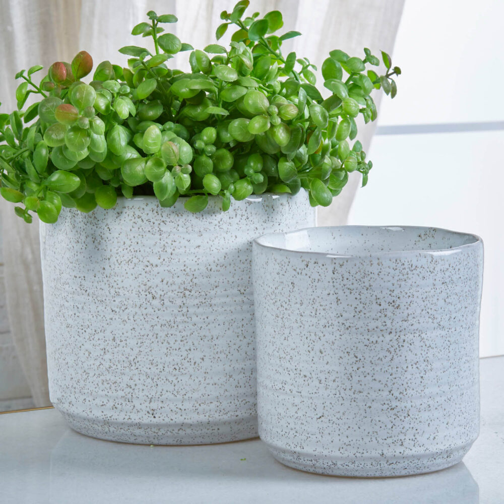 White Speckle Planter, 7in - Image 2