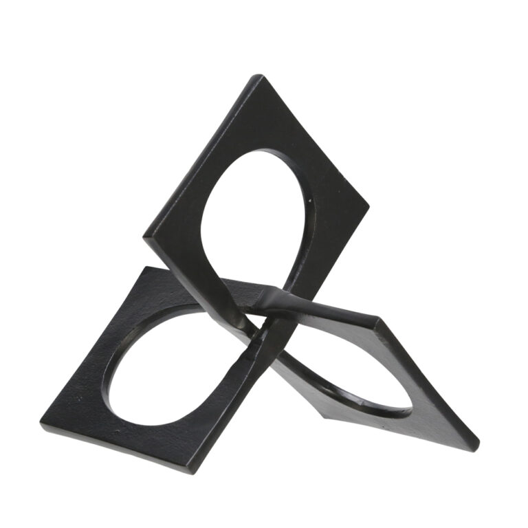 Linked Squares Metal Decor, Black, 9in