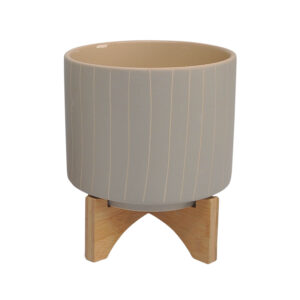 Stripes Planter w/ Stand, 8in