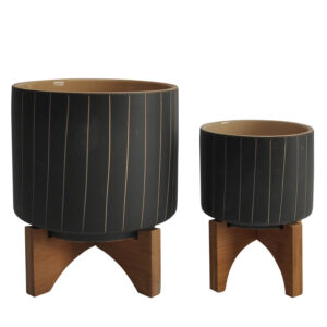 Stripes Planter w/ Stand, 5in