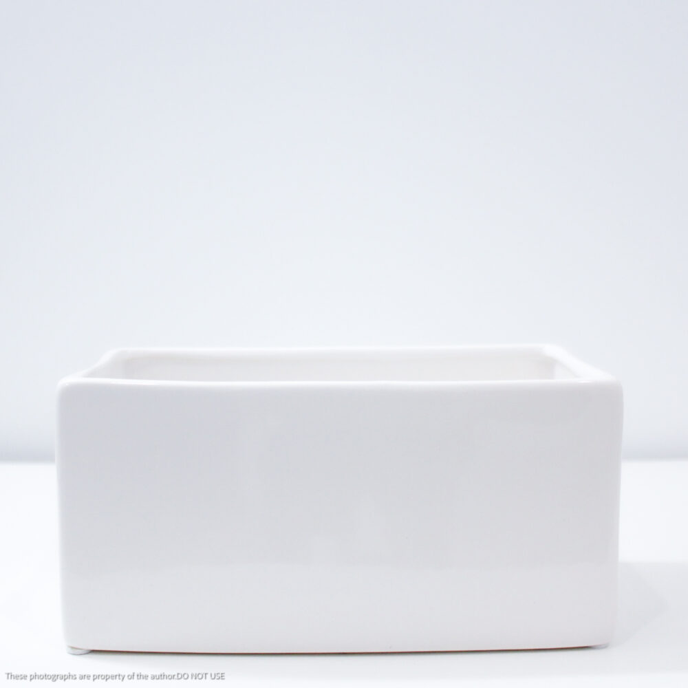 Rectangle Planter, White Gloss, 8in - Image 2