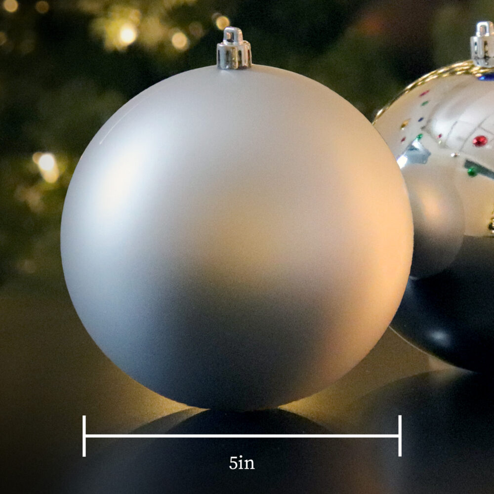 Orbs Shiny & Matte, Sleigh-Bell Silver, 5in (S/2) - Image 3