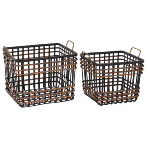 Bamboo Metal Basket, 14in