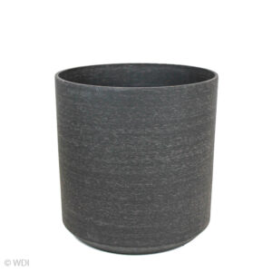 Biella Cylinder Plastic Planter, Black, 14in