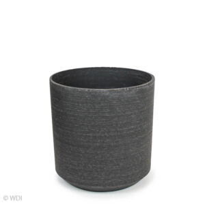 Biella Cylinder Plastic Planter, Black, 11in