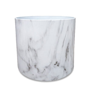 Biella Cylinder Plastic Planter, Marble White, 14in