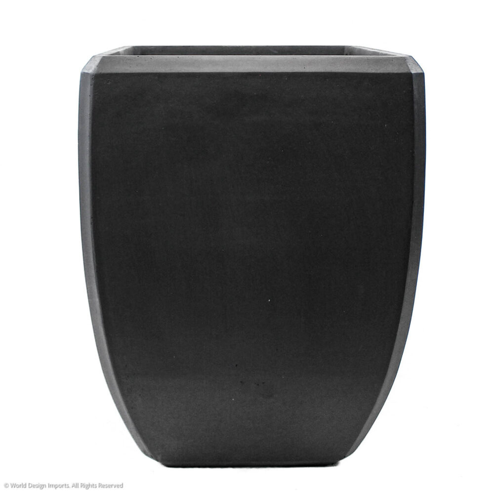 Enna Curved Rectangle Fiberclay Planter, Black, 30in (Large)