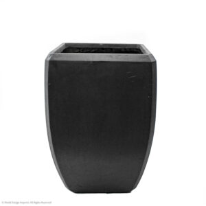 Enna Curved Rectangle Fiberclay Planter, Black, 25in (Medium)