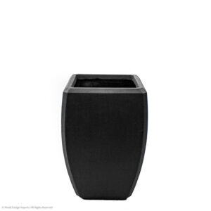 Enna Curved Rectangle Fiberclay Planter, Black, 21in (Small)