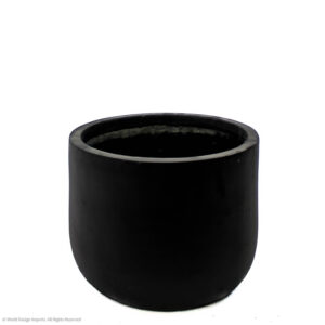 Pisa Round Short Fiberclay Planter, Black, 11in (Medium)