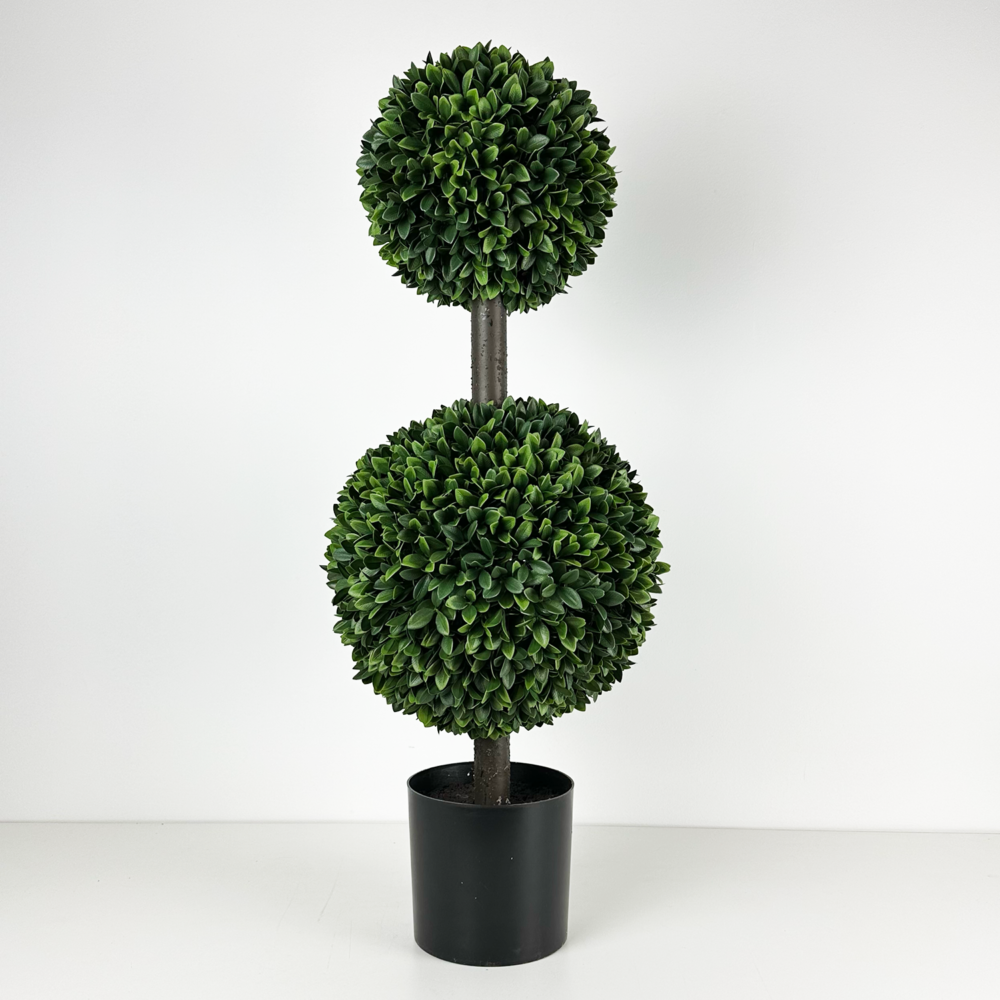 Barcelona Boxwood Double Ball Topiary Tree, 35in (UV)