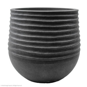 Mariella Plastic Planter Round, Coal Black, 20in (Large)
