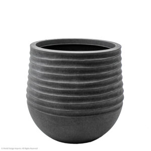 Mariella Plastic Planter Round, Coal Black, 14in (Medium)
