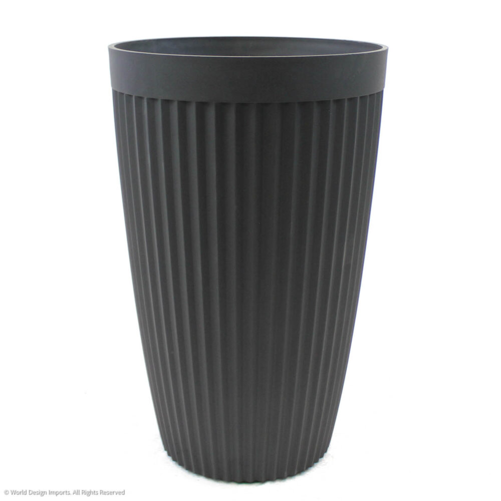 Neptune Plastic Planter Tall, Black, 23in