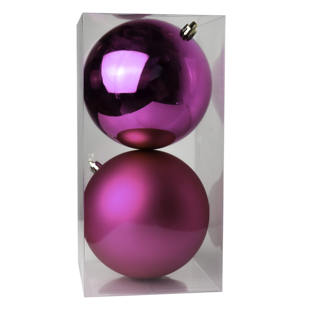 Orbs Shiny & Matte, Festive Fuchsia, 5in (S/2)