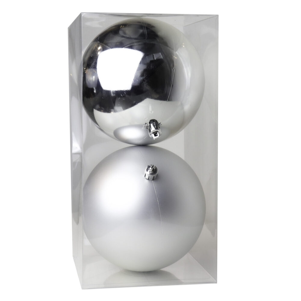 Orbs Shiny & Matte, Sleigh-Bell Silver, 5in (S/2)