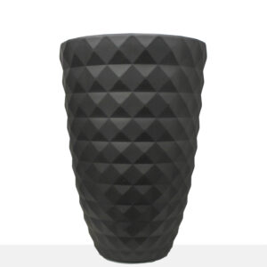Studded Plastic Planter, Black, 24in