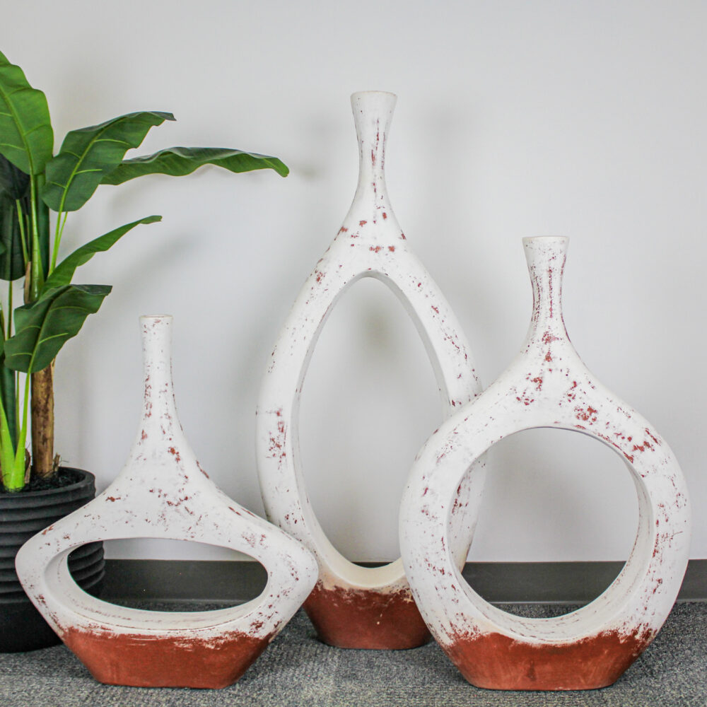 Catalina Vases, White Terracotta, Small - Image 2