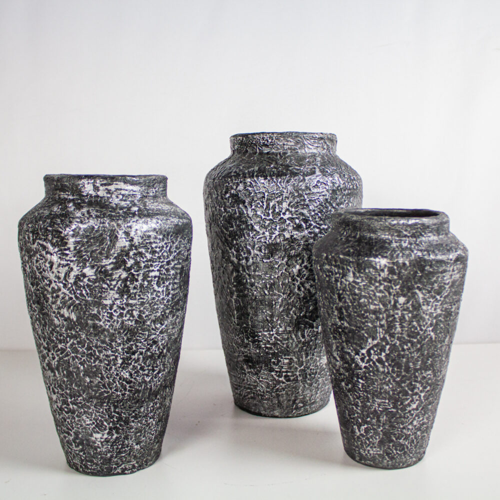 Gala Vases, Black Textured, Large - Image 4