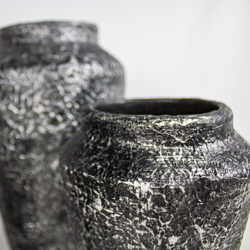 Gala Vases, Black Textured, Large - Image 3