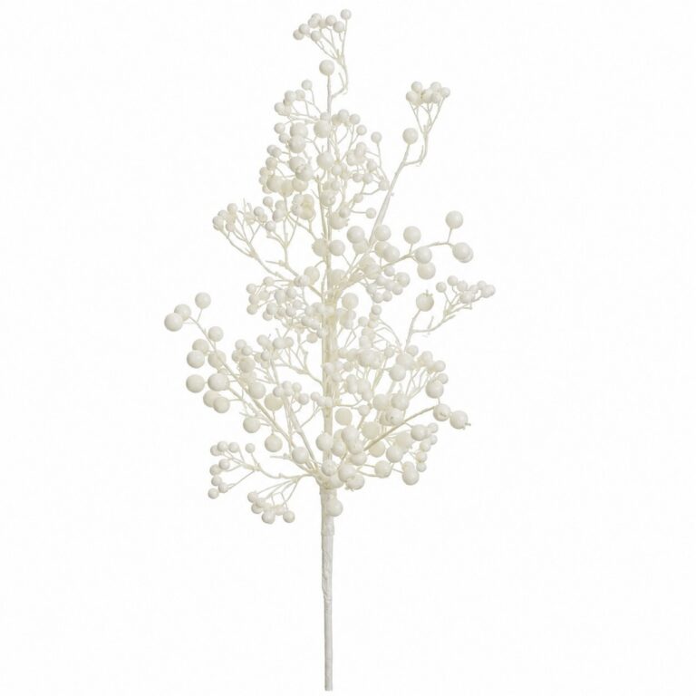 Snowed Berry Spray, White, 28in
