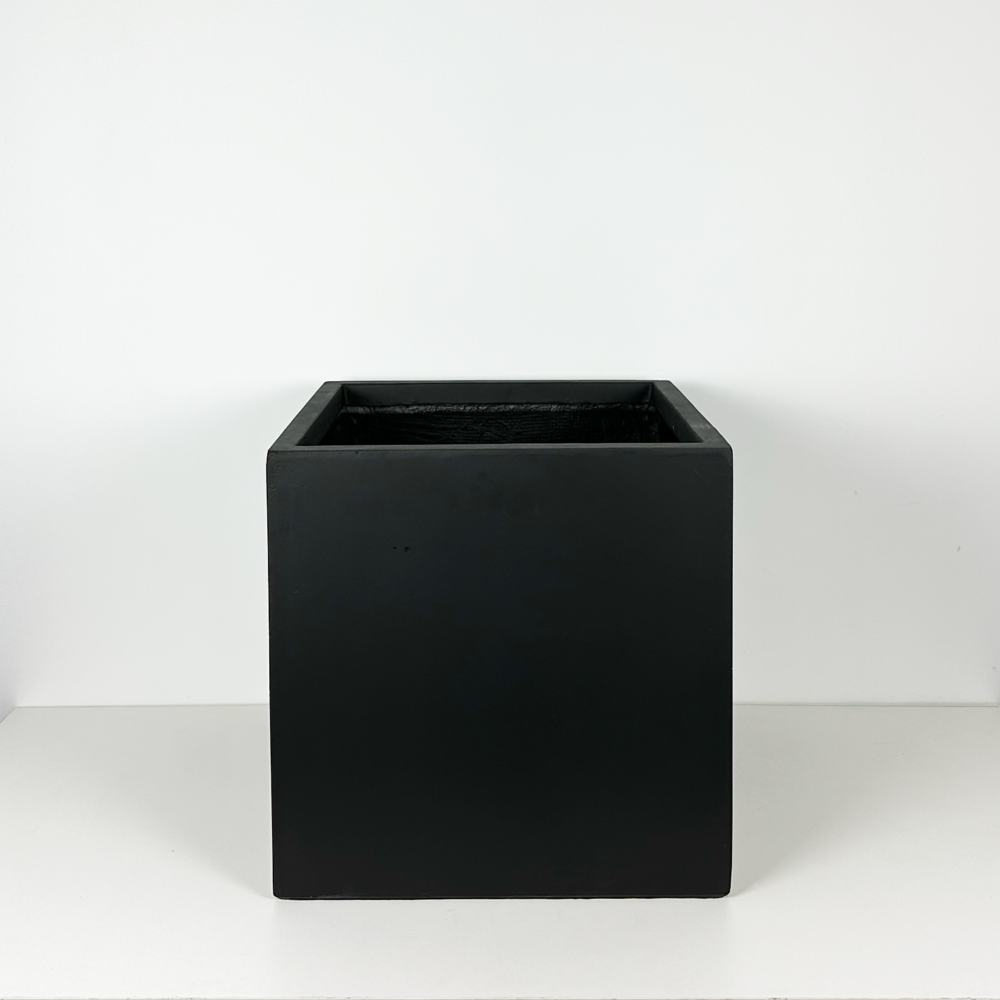 Cube Fiberclay Planter, Black, 20in (X-Large)