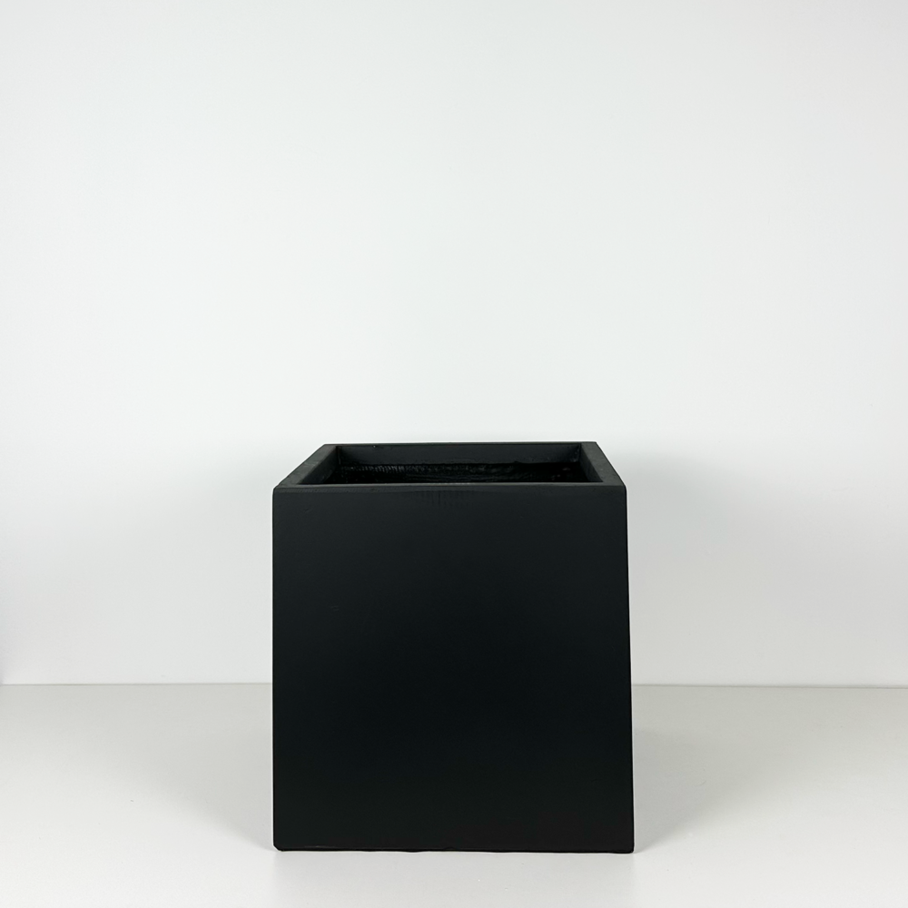 Cube Fiberclay Planter, Black, 16in (Large)