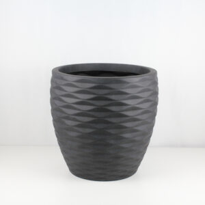 Bilbao Plastic Planter, Coal Black, 17in