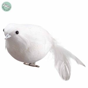 Bird Ornament w/ Clip, White