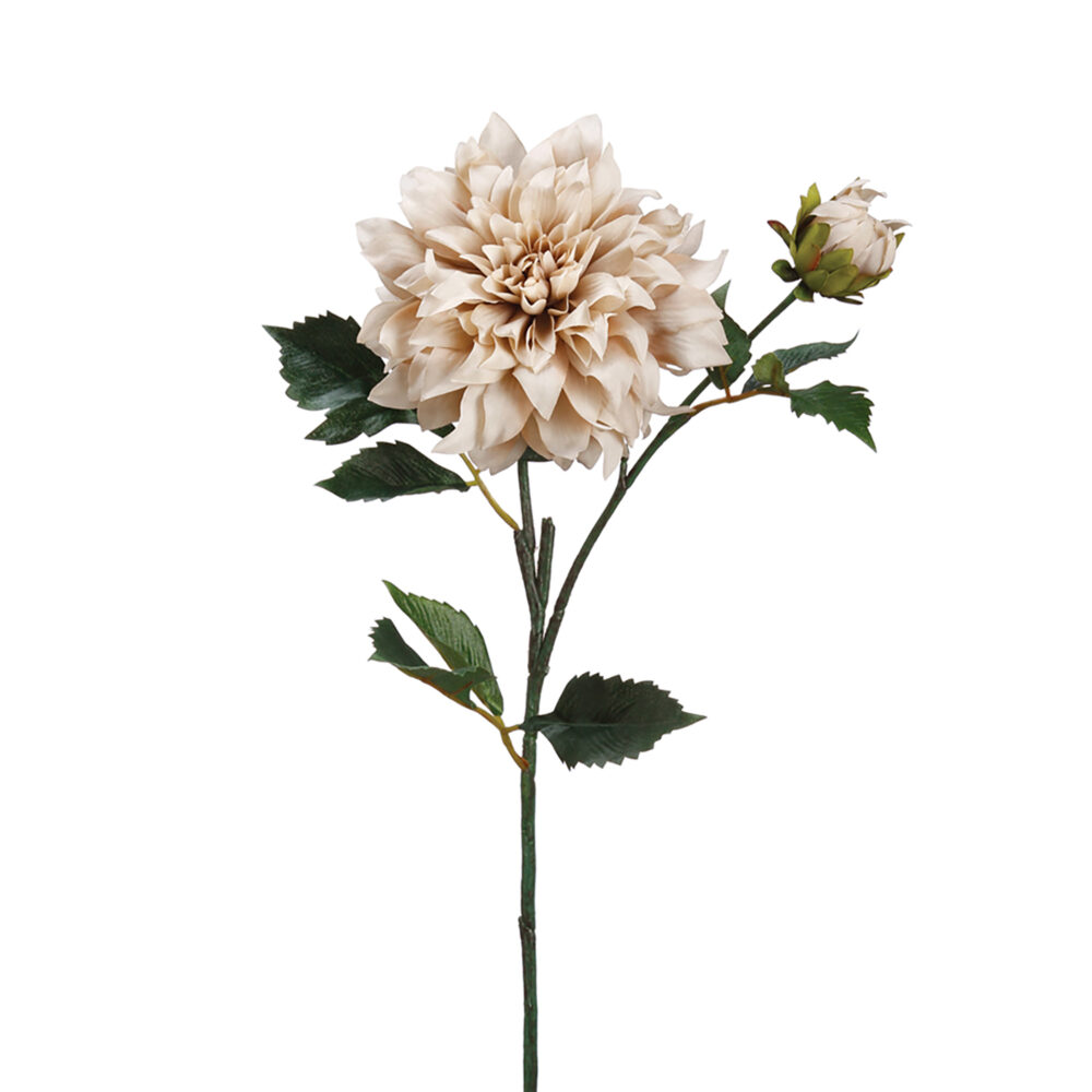 Dahlia Flower Spray, Beige, 19.5in