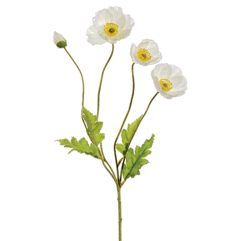 Poppy Spray, White, 23.6in
