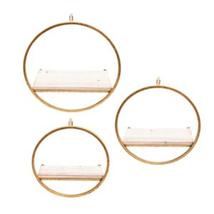Circular Hanging Wall Shelves, Gold, (Set of 3), 4in - 8in
