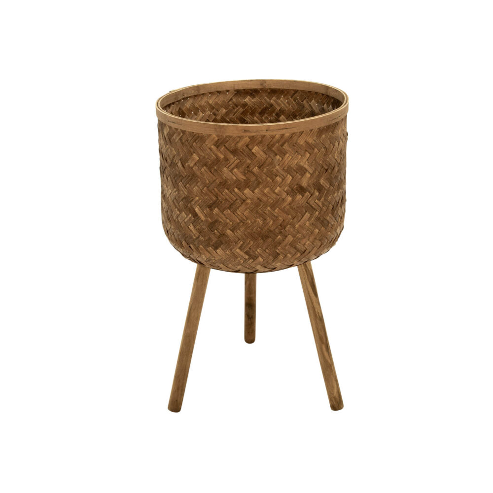 Bamboo Planter With Legs, Brown, 13in