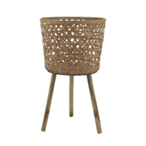 Free Standing Bamboo Planter With Legs, Brown, 26in