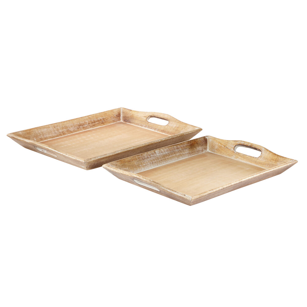 Rustic Brown Wooden Tray, 17in - Image 3