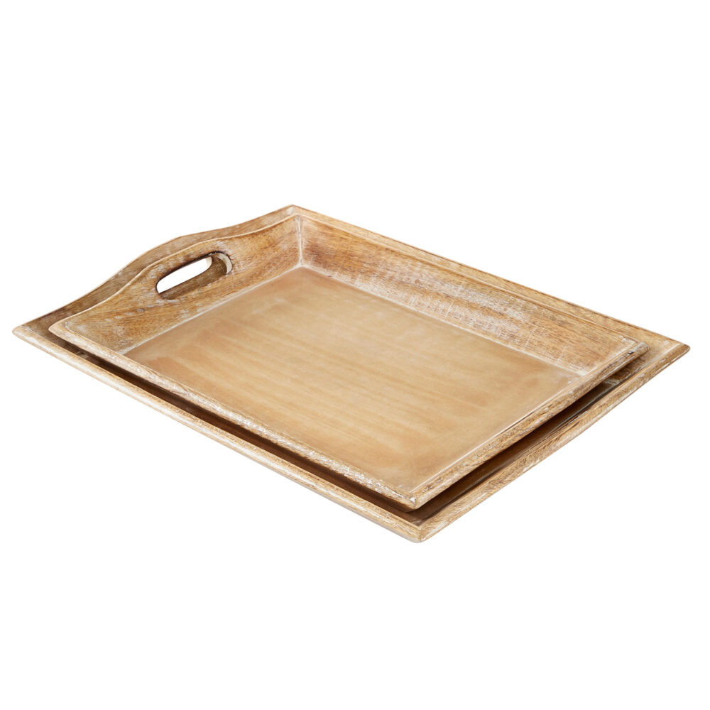 Rustic Brown Wooden Tray, 17in - Image 2