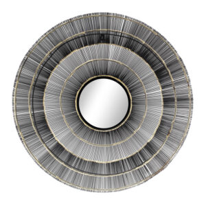 Contemporary Black Wire Mirror Wall Hanging, 40in