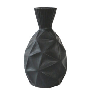 Gemometric Black Tappered Vase, 13in