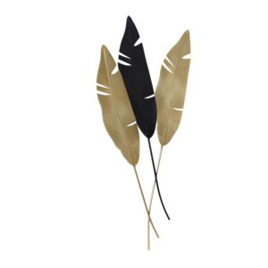 Metal Leaf Wall Decor, Black & Gold, 53in