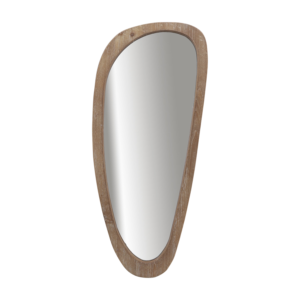 Ovate Mirror with Wooden Trim, Brown, 15inx36in