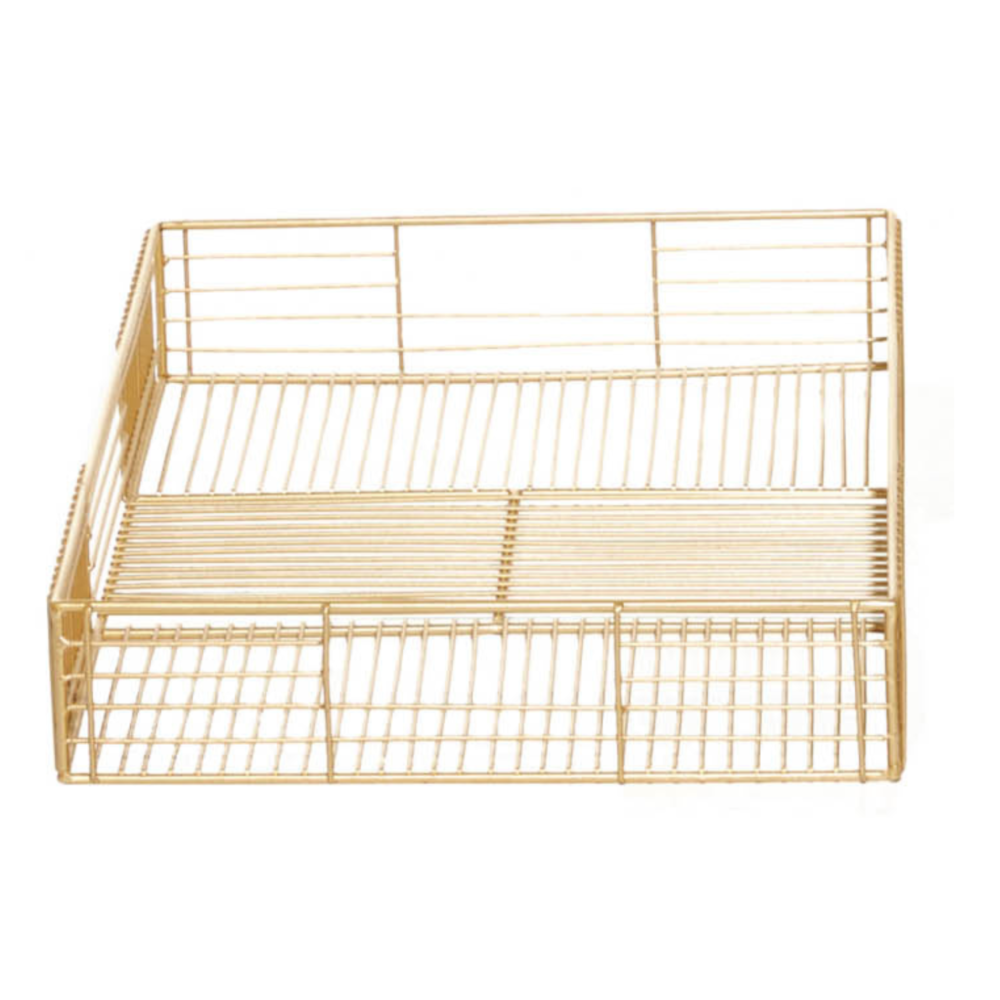 Metal Wire Tray, Gold, 19in