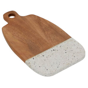 Brown Mango Wood Cutting Board With Terrazzo Details, 16in