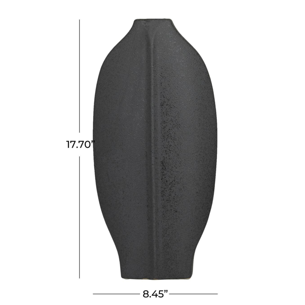 Black Ceramic Textured Vase, 18in - Image 2