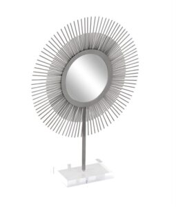 Geometric Glam Silver Metal Mirror Sculpture, 19in