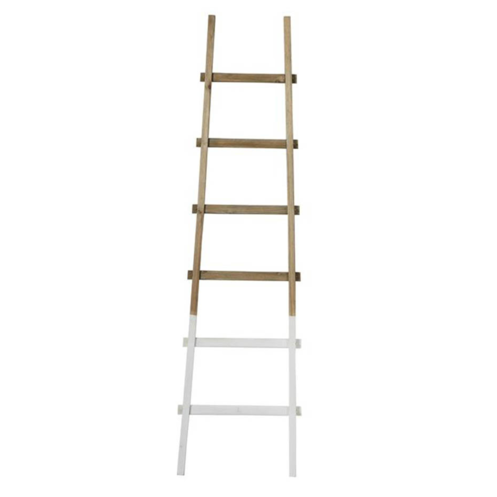 Rustic Wooden Ladder Home Decor, Brown & White, 73in