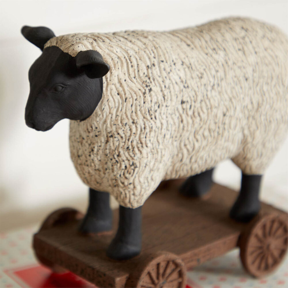 Home Decor Sheep On a Cart Sculpture, 6in - Image 2