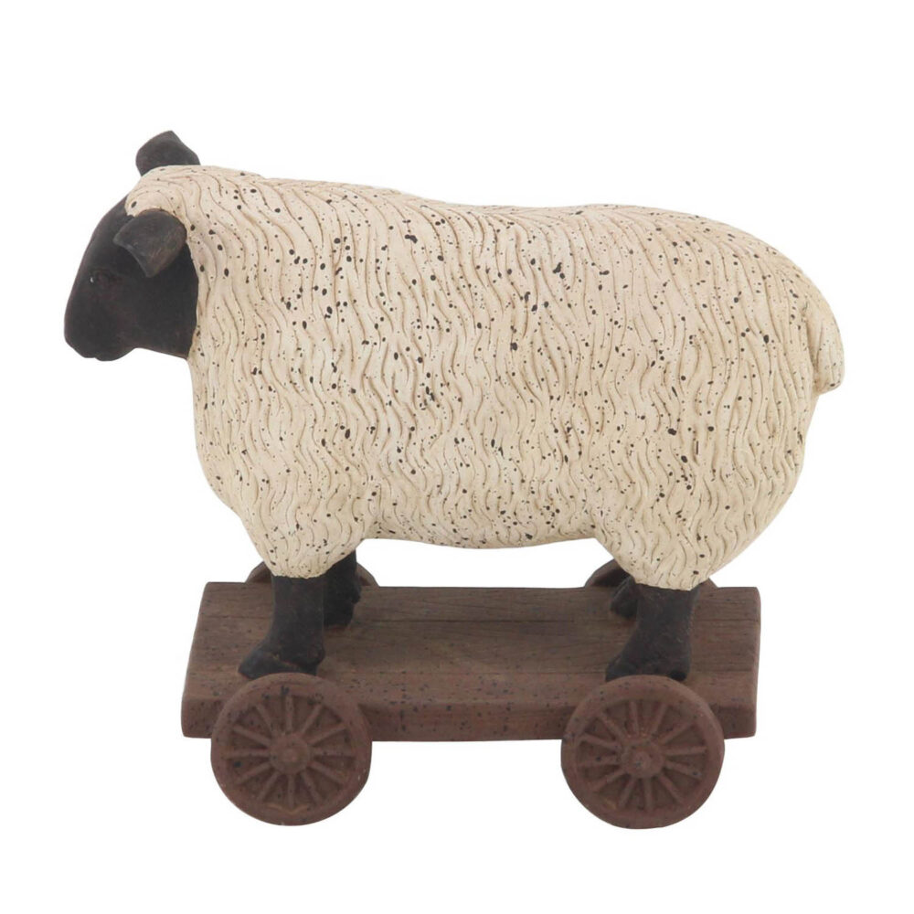 Home Decor Sheep On a Cart Sculpture, 6in - Image 3