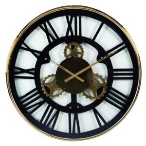 Black Stainless Steel Metal Gear Wall Clock, 32in