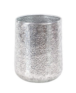 Hammered Design Silver Aluminum Planter, 12in
